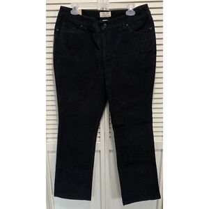 St Johns Bay Corduroy‎ Pants Size 14 Stretch Black Boot Cut Slender Mid Rise NWT